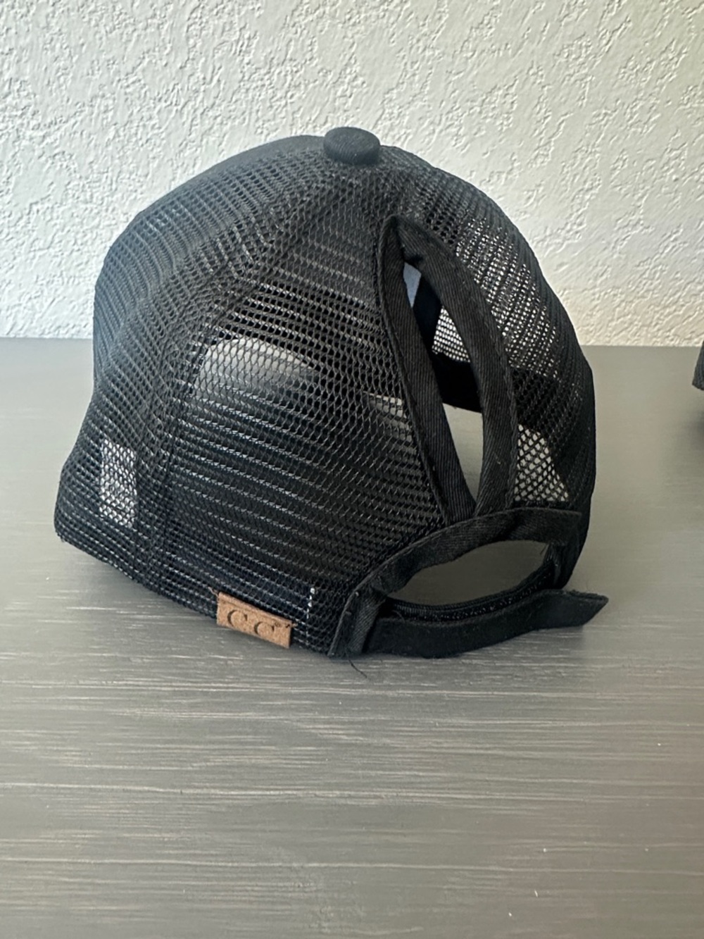 CC Boutique Black Mesh Ponytail Baseball Cap